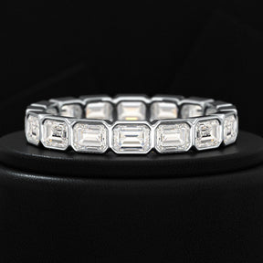 2.25 Carat Emerald Cut Bezel Set Lab Grown Diamond Eternity Band - Evara Jewelry LLC