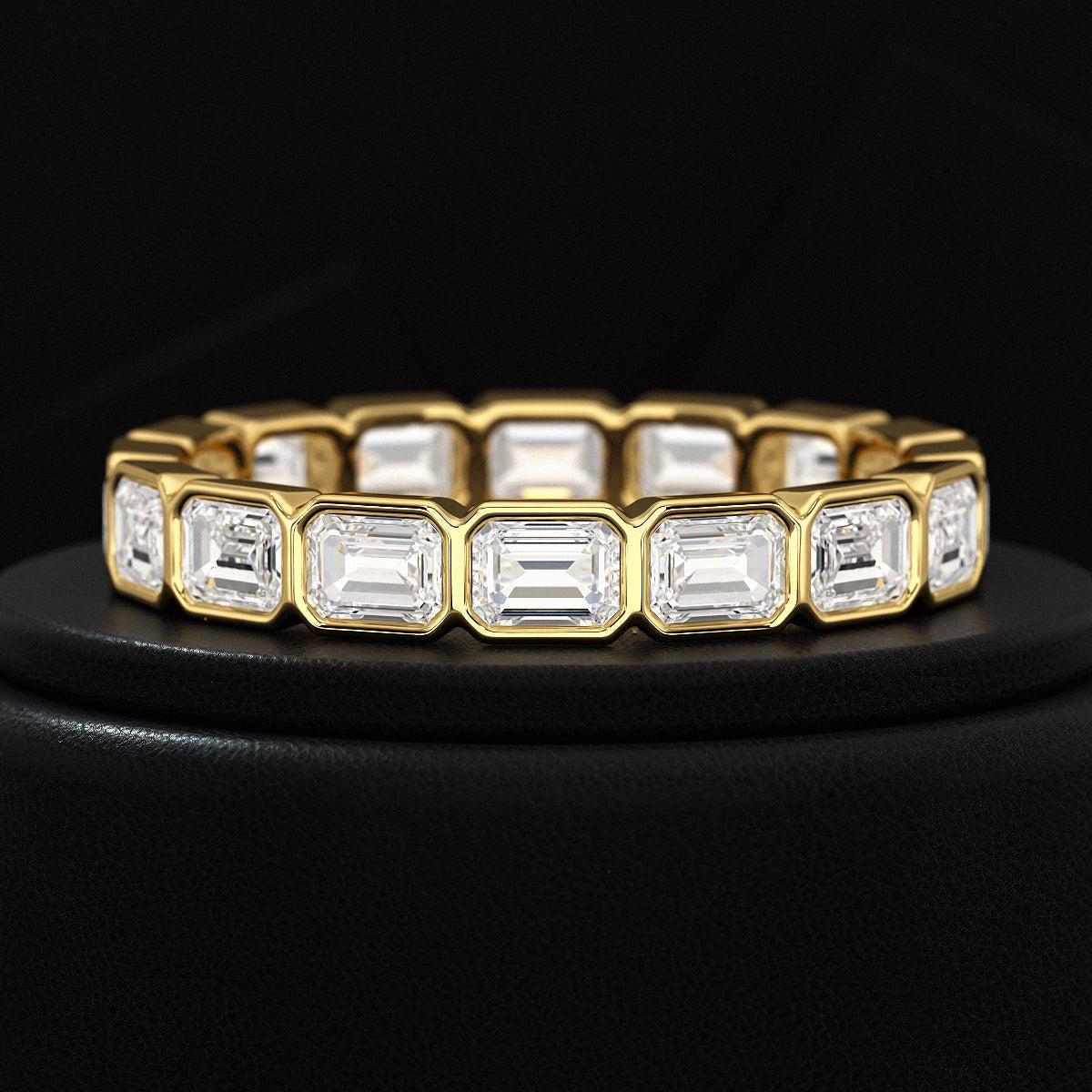 2.25 Carat Emerald Cut Bezel Set Lab Grown Diamond Eternity Band - Evara Jewelry LLC