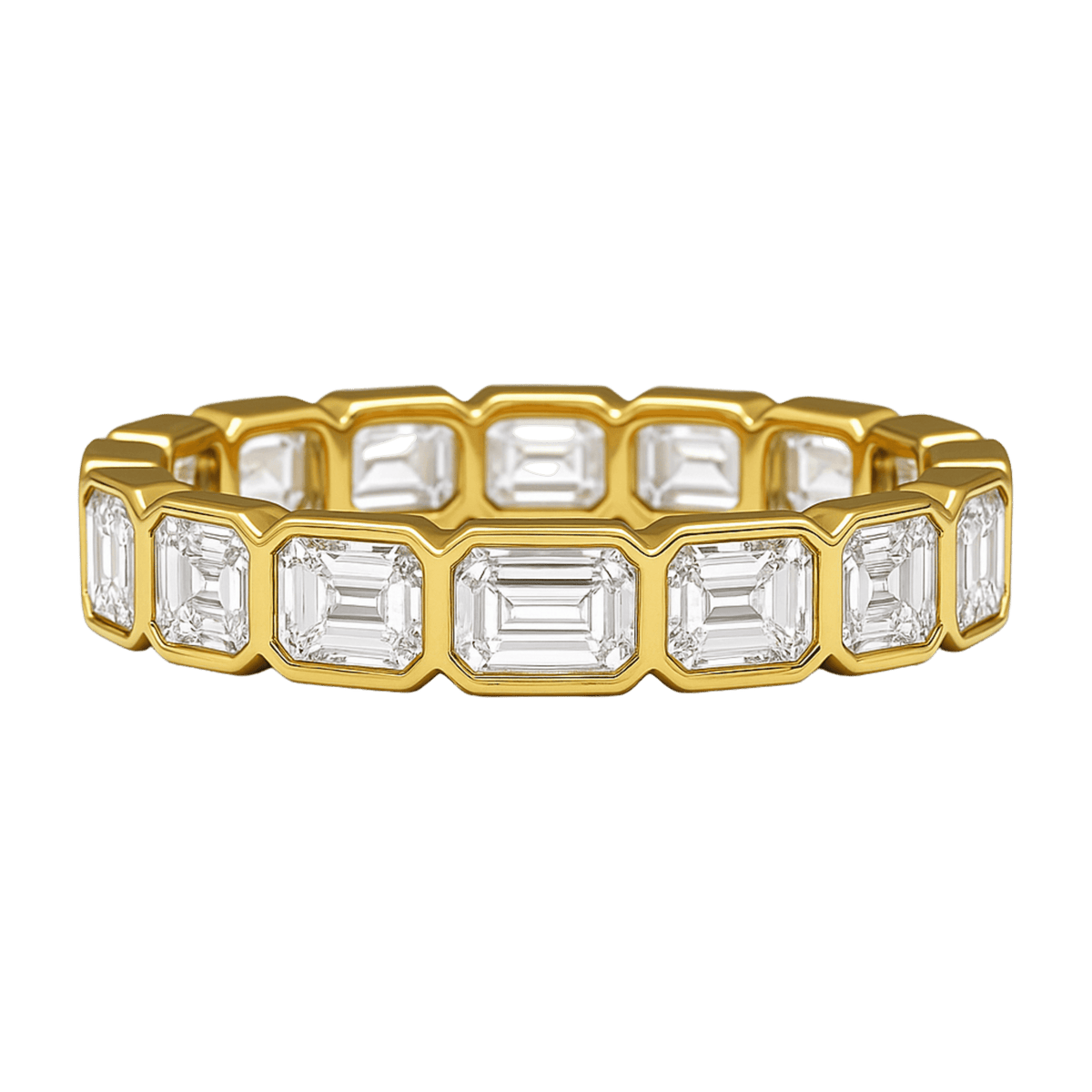 2.25 Carat Emerald Cut Bezel Set Lab Grown Diamond Eternity Band - Evara Jewelry LLC