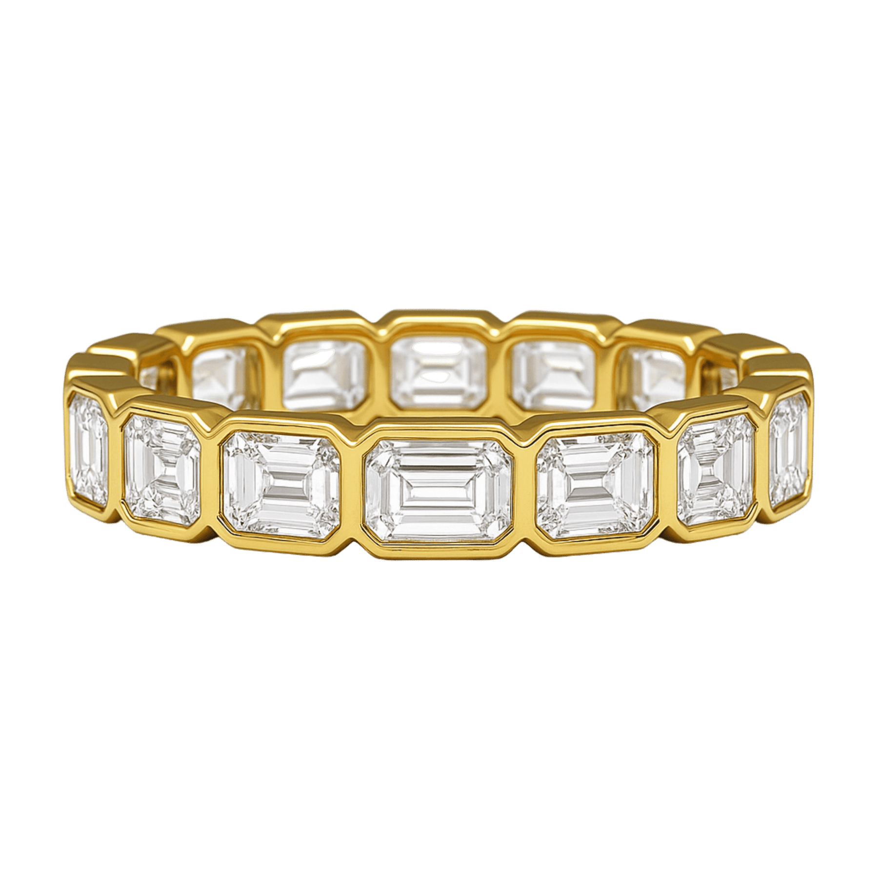 2.25 Carat Emerald Cut Bezel Set Lab Grown Diamond Eternity Band - Evara Jewelry LLC