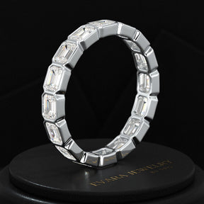 2.25 Carat Emerald Cut Bezel Set Lab Grown Diamond Eternity Band - Evara Jewelry LLC
