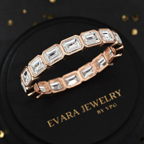 2.25 Carat Emerald Cut Bezel Set Lab Grown Diamond Eternity Band - Evara Jewelry LLC