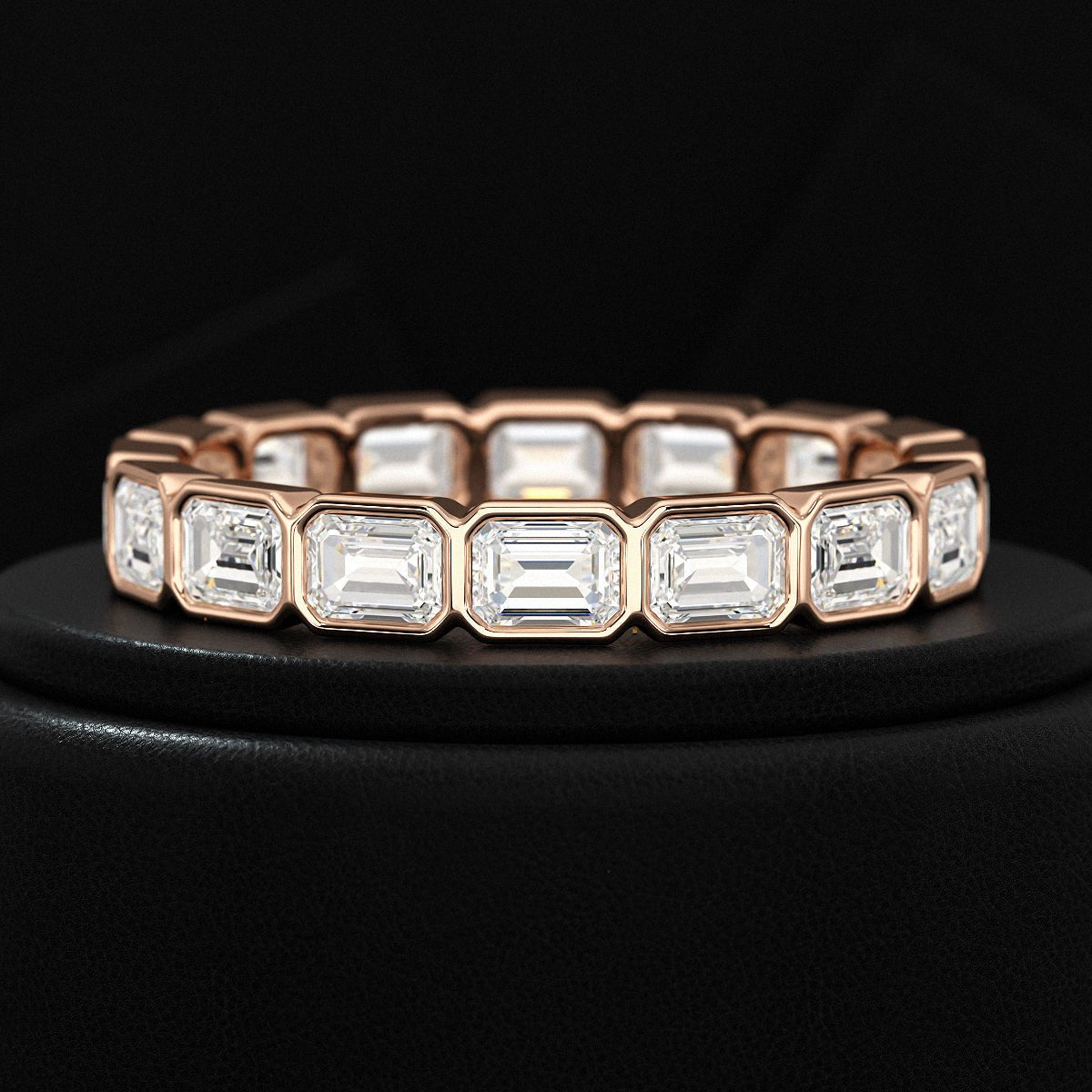 2.25 Carat Emerald Cut Bezel Set Lab Grown Diamond Eternity Band - Evara Jewelry LLC