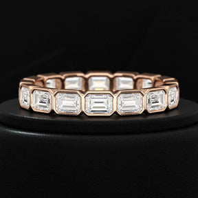 2.25 Carat Emerald Cut Bezel Set Lab Grown Diamond Eternity Band - Evara Jewelry LLC