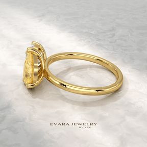 2.25 Carat Oval Diamond & Pear Cut Intense Yellow Diamond Toi Et Moi Two Stone Ring - Evara Jewelry LLC