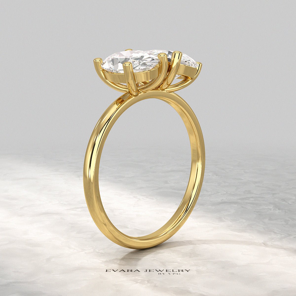 2.25 Carat Oval & Pear Cut Toi Et Moi Two Stone French Ring - Evara Jewelry LLC