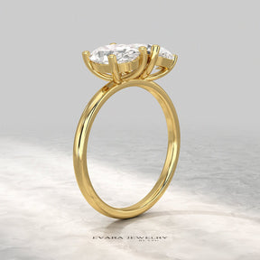 2.25 Carat Oval & Pear Cut Toi Et Moi Two Stone French Ring - Evara Jewelry LLC