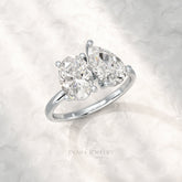 2.25 Carat Oval & Pear Cut Toi Et Moi Two Stone French Ring - Evara Jewelry LLC
