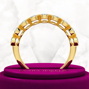 2.25 Carat Pear Cut Bezel Set Half Eternity Diamond Ring - Evara Jewelry LLC