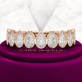 2.25 Carat Pear Cut Bezel Set Half Eternity Diamond Ring - Evara Jewelry LLC