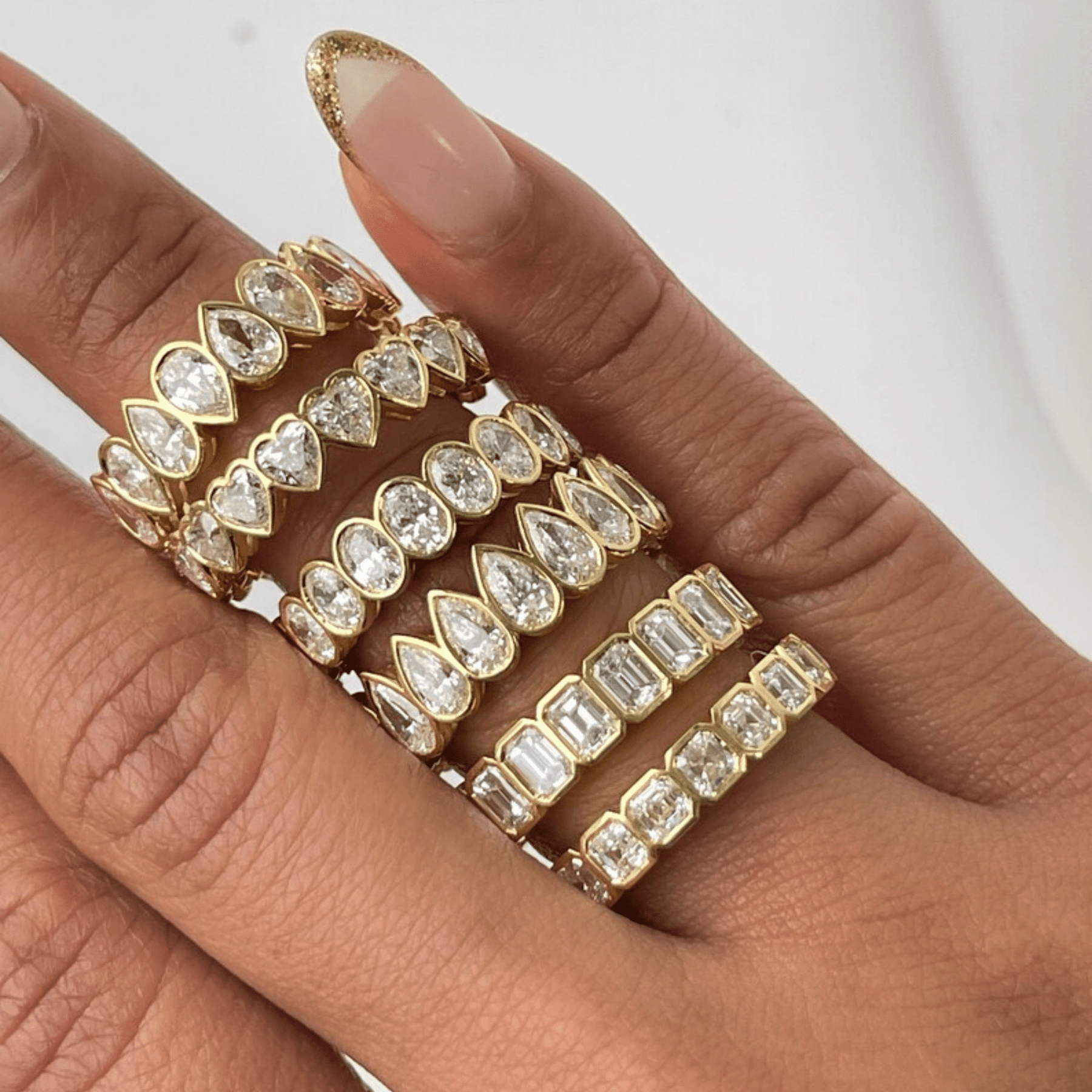 2.25 Carat Pear Cut Bezel Set Half Eternity Diamond Ring - Evara Jewelry LLC