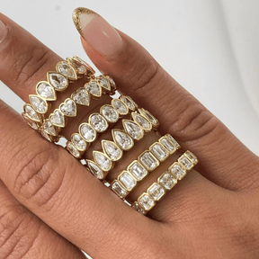 2.25 Carat Pear Cut Bezel Set Half Eternity Diamond Ring - Evara Jewelry LLC