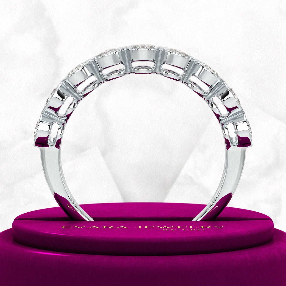 2.25 Carat Pear Cut Bezel Set Half Eternity Diamond Ring - Evara Jewelry LLC