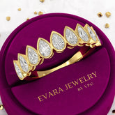 2.25 Carat Pear Cut Bezel Set Half Eternity Diamond Ring - Evara Jewelry LLC