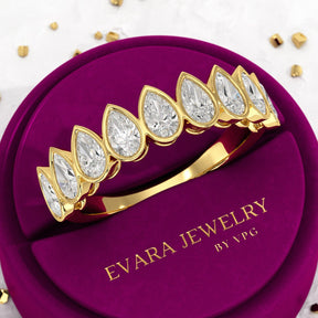 2.25 Carat Pear Cut Bezel Set Half Eternity Diamond Ring - Evara Jewelry LLC