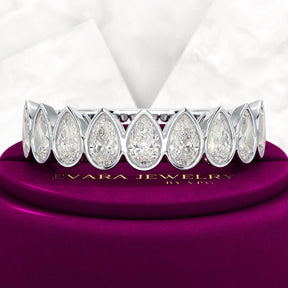 2.25 Carat Pear Cut Bezel Set Half Eternity Diamond Ring - Evara Jewelry LLC
