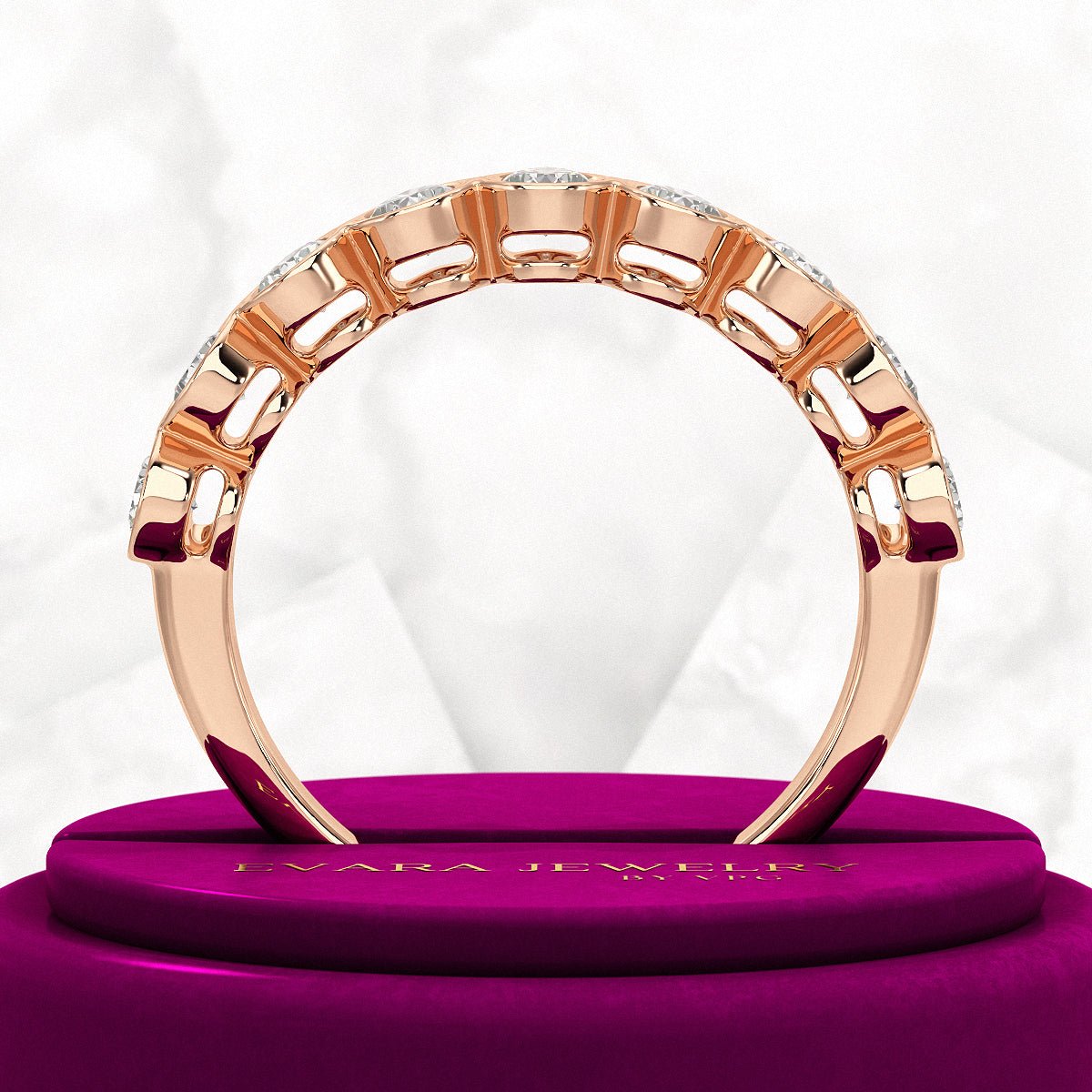 2.25 Carat Pear Cut Bezel Set Half Eternity Diamond Ring - Evara Jewelry LLC