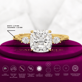 2.50 Carat Cushion Cut Diamond Vintage Art Deco Engagement Ring - Evara Jewelry LLC