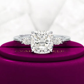 2.50 Carat Cushion Cut Diamond Vintage Art Deco Engagement Ring - Evara Jewelry LLC
