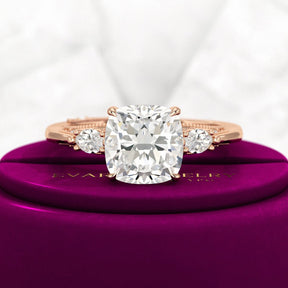 2.50 Carat Cushion Cut Diamond Vintage Art Deco Engagement Ring - Evara Jewelry LLC