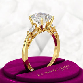 2.50 Carat Cushion Cut Diamond Vintage Art Deco Engagement Ring - Evara Jewelry LLC