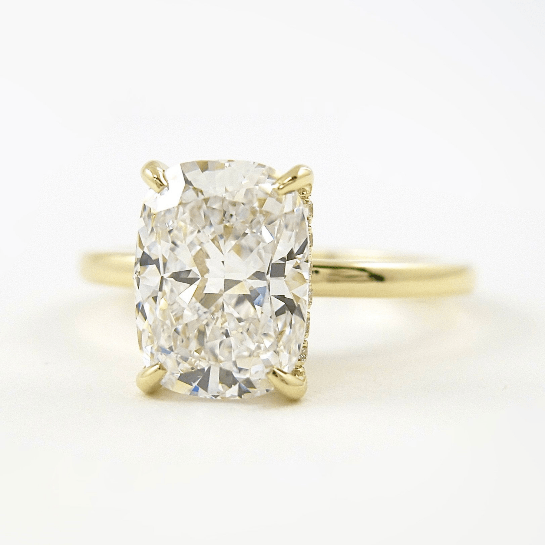 2.50 Carat Cushion Cut Minimalist Hidden Halo Diamond Engagement Ring - Evara Jewelry LLC