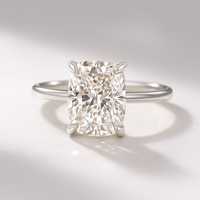 2.50 Carat Cushion Cut Minimalist Hidden Halo Diamond Engagement Ring - Evara Jewelry LLC