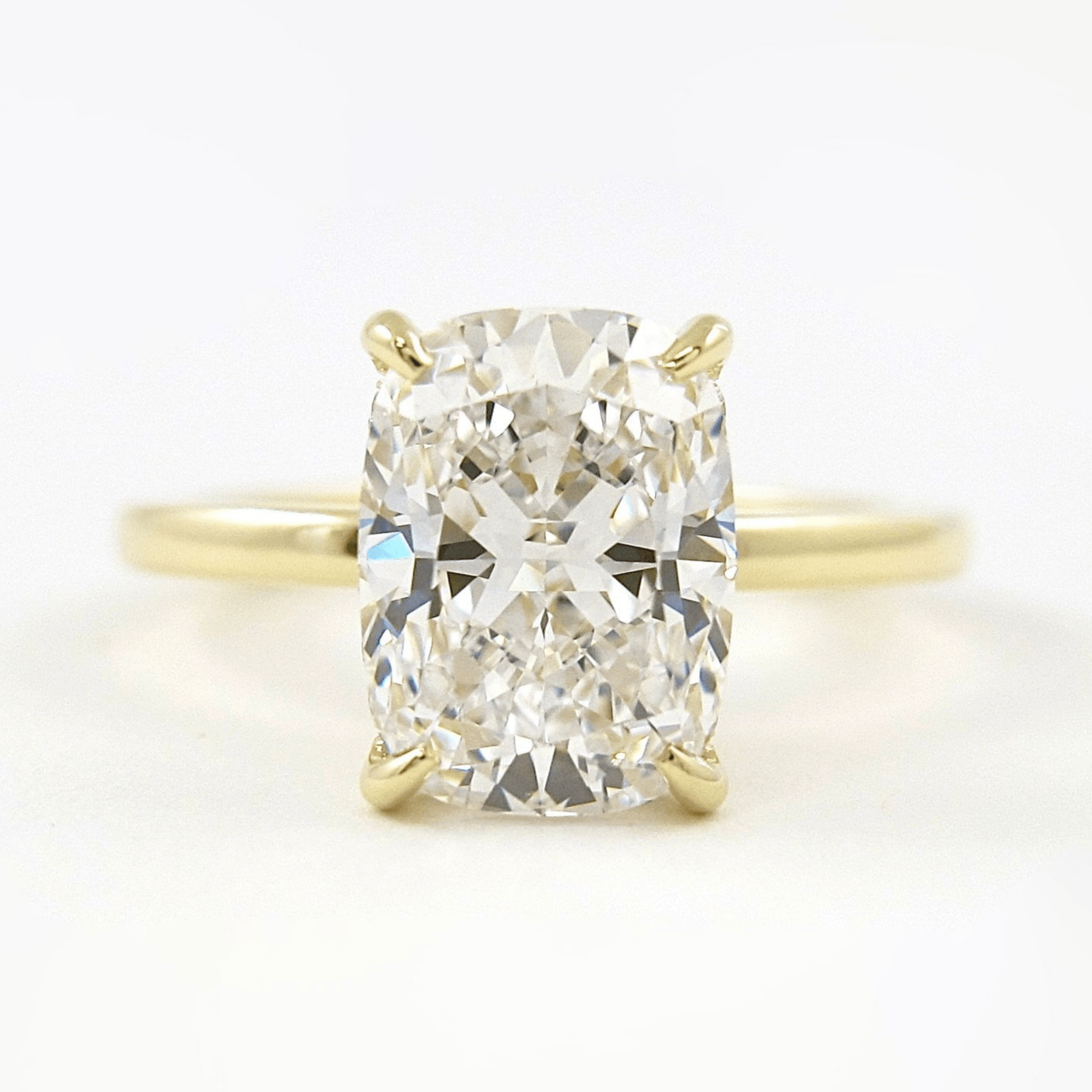 2.50 Carat Cushion Cut Minimalist Hidden Halo Diamond Engagement Ring - Evara Jewelry LLC