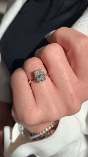 2.50 Carat Cushion Cut Minimalist Hidden Halo Diamond Engagement Ring - Evara Jewelry LLC