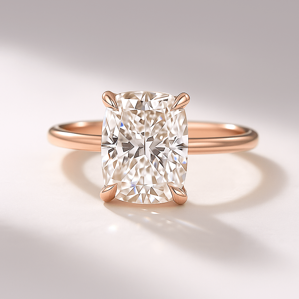 2.50 Carat Cushion Cut Minimalist Hidden Halo Diamond Engagement Ring - Evara Jewelry LLC