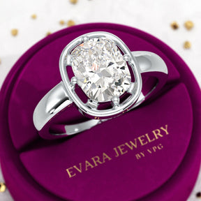 2.50 Carat Elongated Cushion Cut Diamond Minimalist Engagement Ring - Evara Jewelry LLC