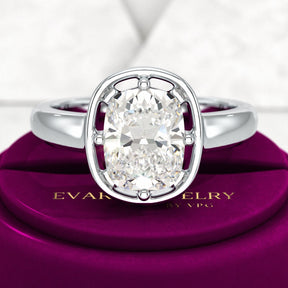 2.50 Carat Elongated Cushion Cut Diamond Minimalist Engagement Ring - Evara Jewelry LLC