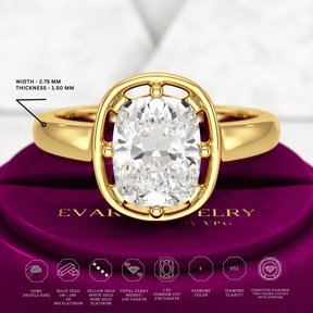 2.50 Carat Elongated Cushion Cut Diamond Minimalist Engagement Ring - Evara Jewelry LLC