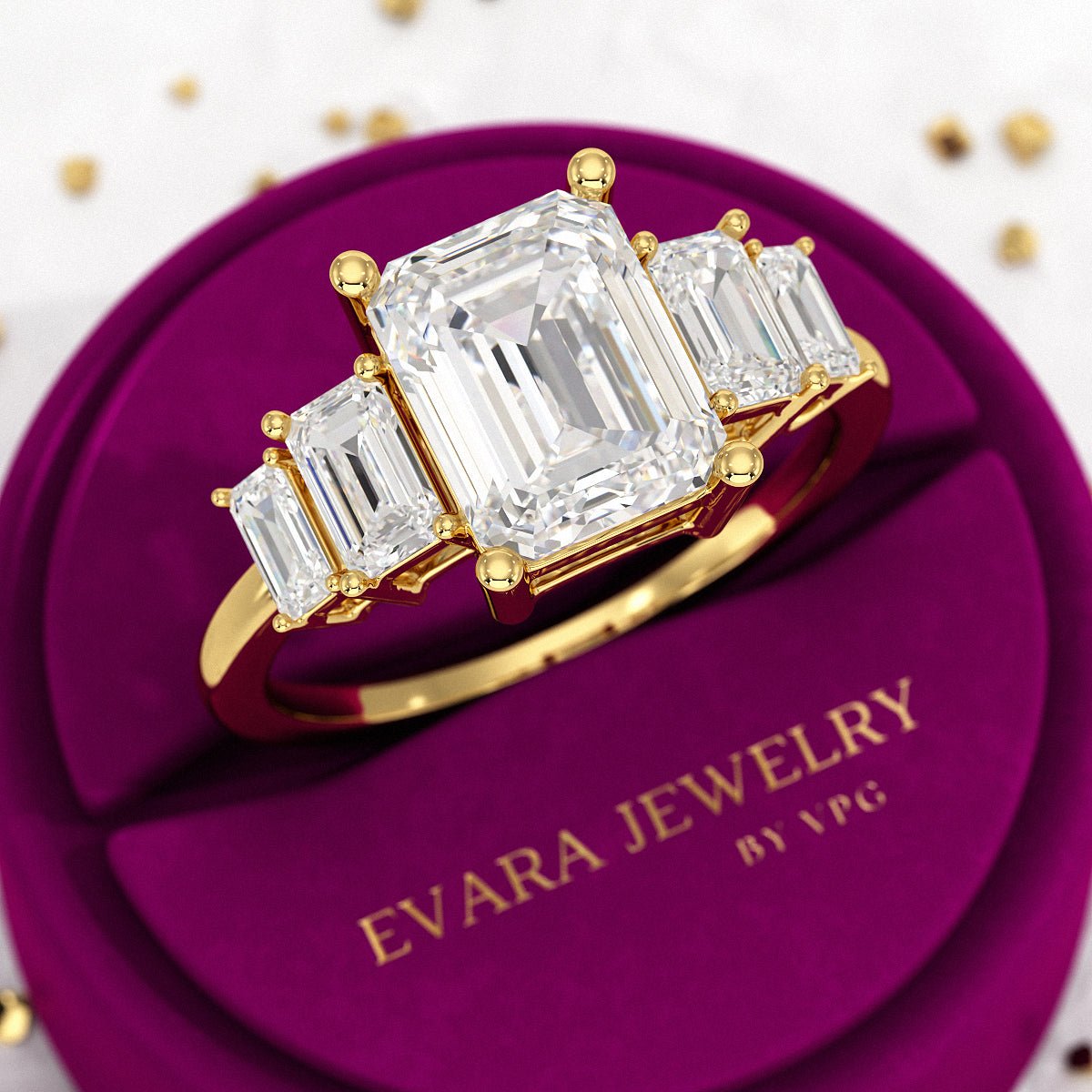 2.50 Carat Emerald Cut Diamond Engagement Ring - Evara Jewelry LLC