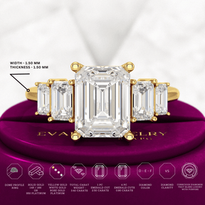 2.50 Carat Emerald Cut Diamond Engagement Ring - Evara Jewelry LLC