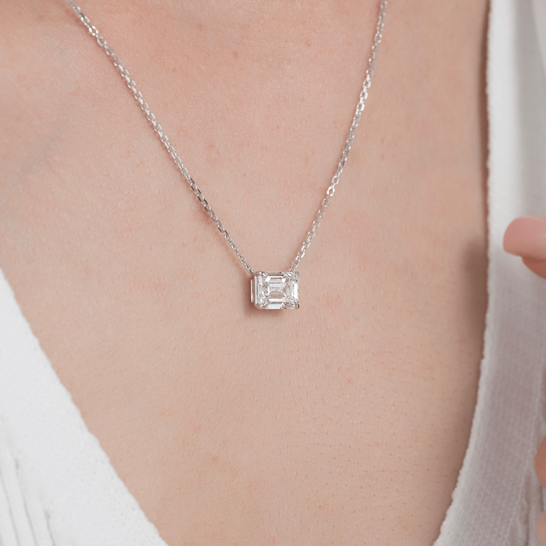 2.50 Carat Emerald Cut Diamond Pendant Necklace - Evara Jewelry LLC