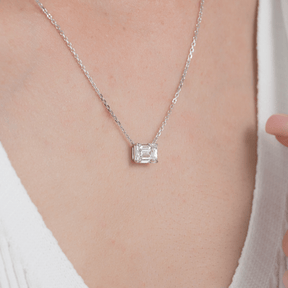 2.50 Carat Emerald Cut Diamond Pendant Necklace - Evara Jewelry LLC