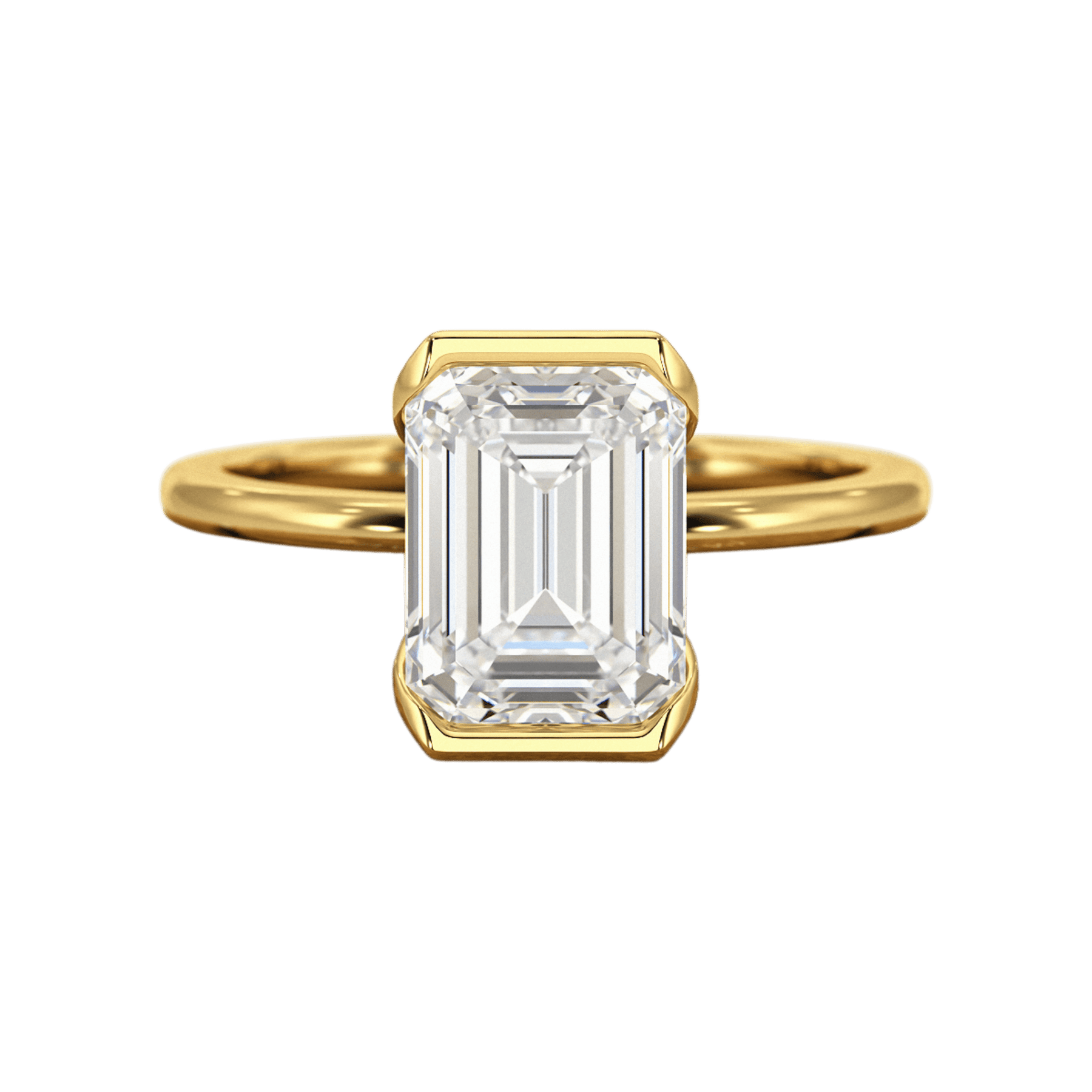 2.50 Carat Emerald Cut Half Bezel Engagement Ring - Evara Jewelry LLC