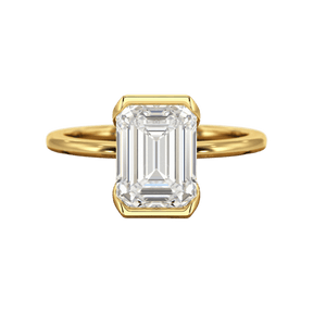 2.50 Carat Emerald Cut Half Bezel Engagement Ring - Evara Jewelry LLC