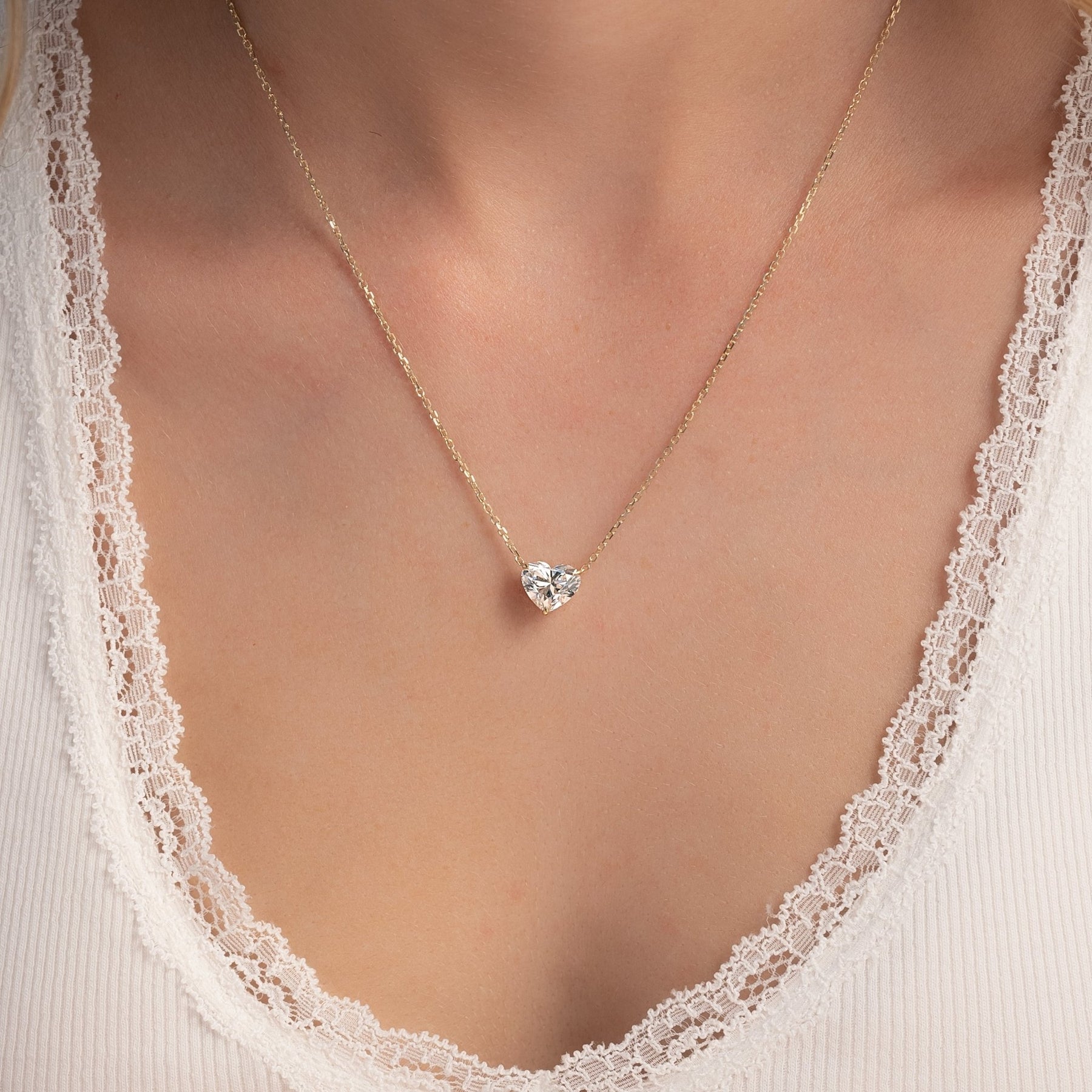 2.50 Carat Hidden Halo Heart Shape Diamond Pendant Necklace - Evara Jewelry LLC