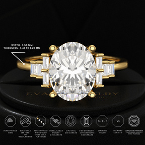 2.50 Carat Oval Cut Art Deco Engagement Ring with Lab Grown Diamonds - Evara Jewelry LLC