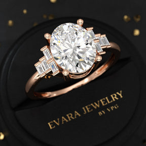 2.50 Carat Oval Cut Art Deco Engagement Ring with Lab Grown Diamonds - Evara Jewelry LLC