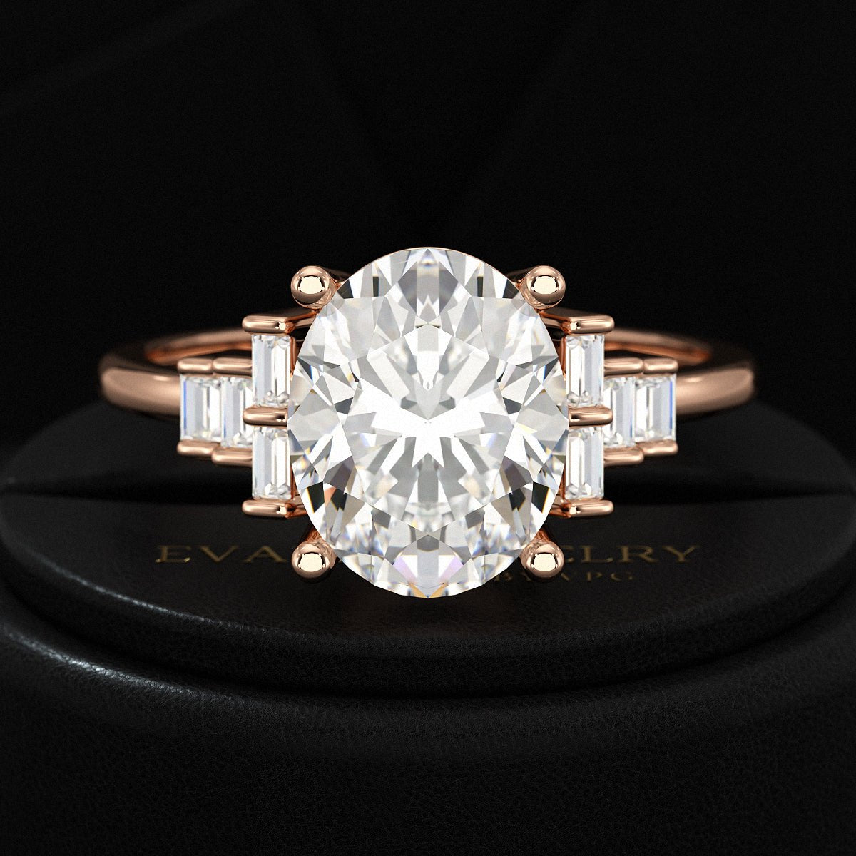 2.50 Carat Oval Cut Art Deco Engagement Ring with Lab Grown Diamonds - Evara Jewelry LLC