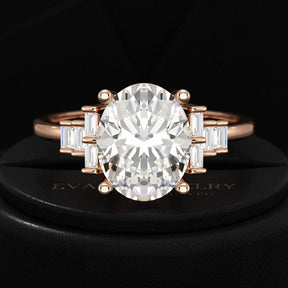 2.50 Carat Oval Cut Art Deco Engagement Ring with Lab Grown Diamonds - Evara Jewelry LLC