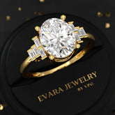 2.50 Carat Oval Cut Art Deco Engagement Ring with Lab Grown Diamonds - Evara Jewelry LLC