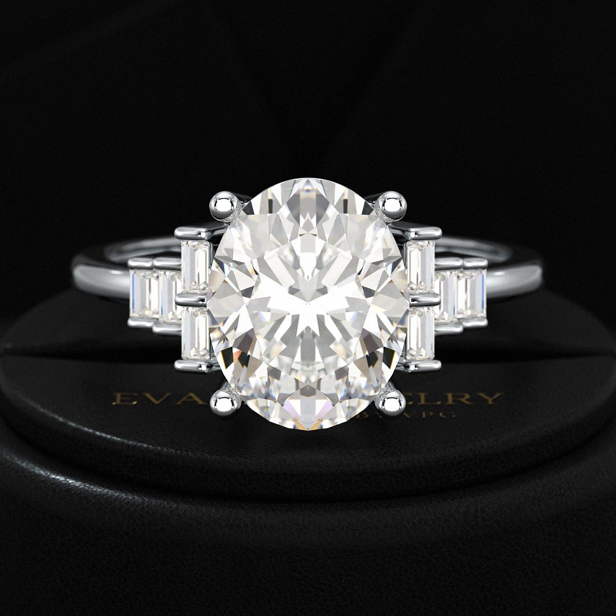 2.50 Carat Oval Cut Art Deco Engagement Ring with Lab Grown Diamonds - Evara Jewelry LLC