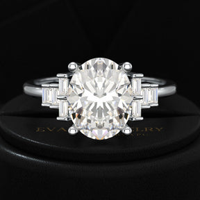 2.50 Carat Oval Cut Art Deco Engagement Ring with Lab Grown Diamonds - Evara Jewelry LLC