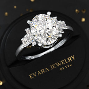 2.50 Carat Oval Cut Art Deco Engagement Ring with Lab Grown Diamonds - Evara Jewelry LLC