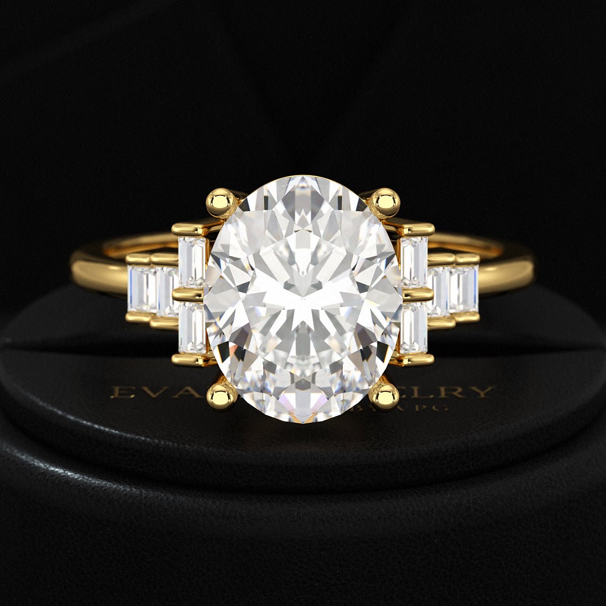 2.50 Carat Oval Cut Art Deco Engagement Ring with Lab Grown Diamonds - Evara Jewelry LLC