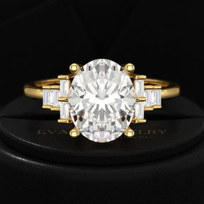 2.50 Carat Oval Cut Art Deco Engagement Ring with Lab Grown Diamonds - Evara Jewelry LLC